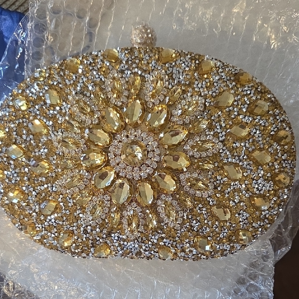 Dazzling Gold Crystal Clutch